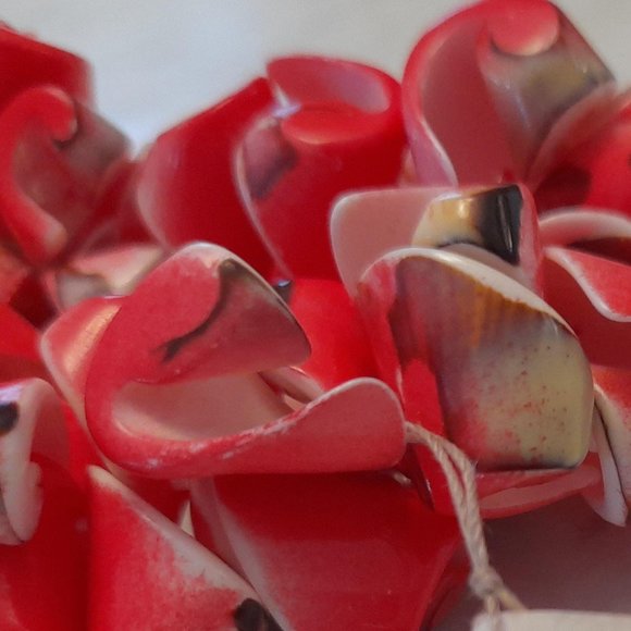 Light Blue Shell and Stone Necklace/ Coral coloured Shell Stretch Bracelet - Picture 7 of 14